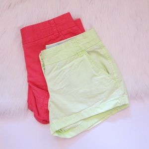Bundle J. Crew chino shorts coral and lime green